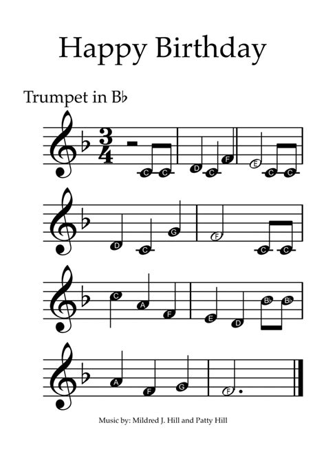 happy birthday trumpet sheet music